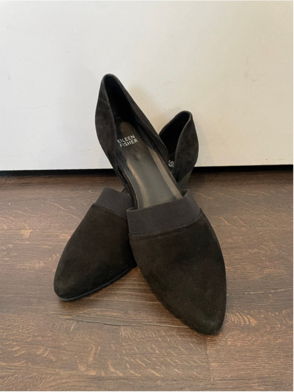 Women's Eileen Fisher Black Suede Pointed Toe Flats size 11